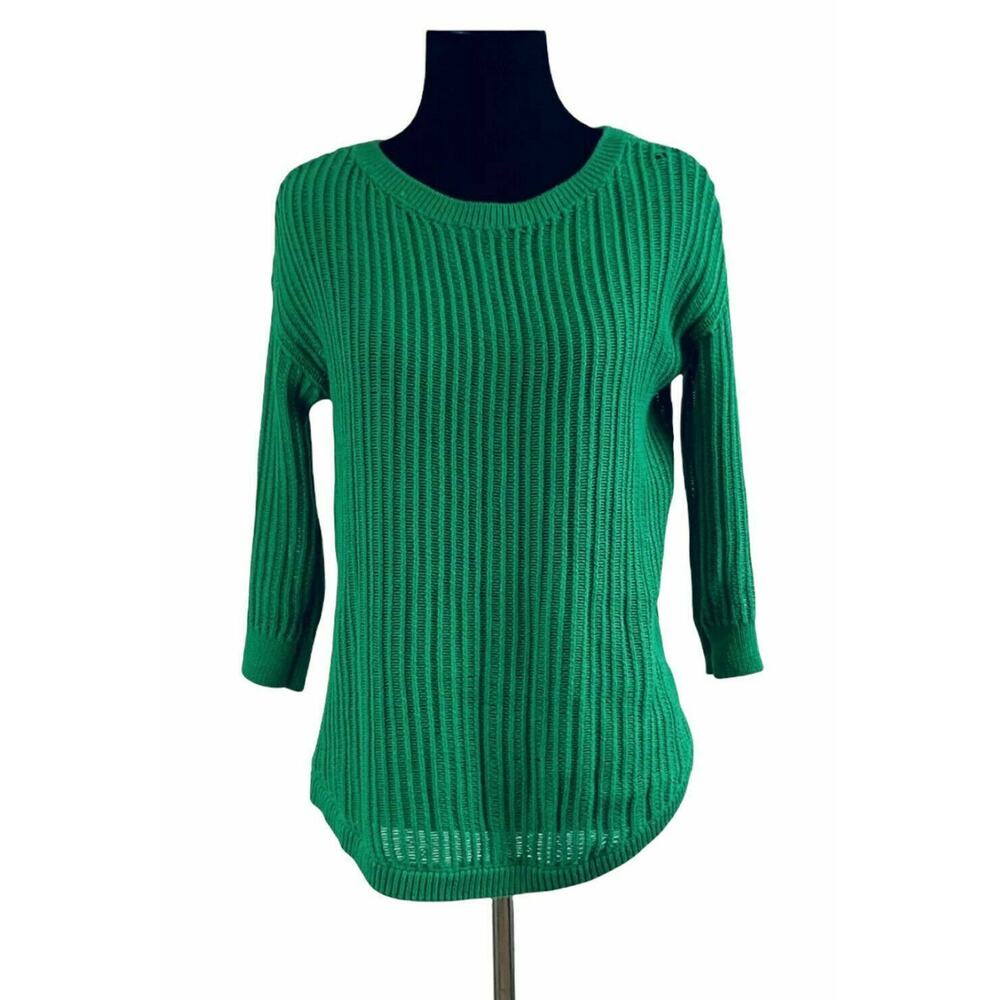 Gap Designed and Crafted green 3/4 sleeve open knit sweater XS